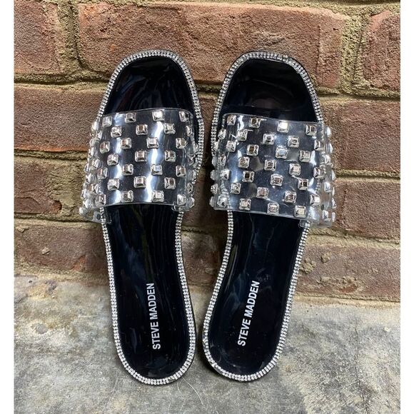 Steve Madden Jynn/Jynn Jelly Studded Clear Sandal w/Rhinestone size 8 - Picture 6 of 11